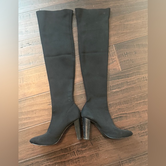 Charles by Charles David over the knee black heeled boots size 7.5 classic chic - Picture 2 of 10